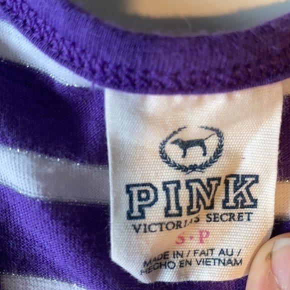 Purple Striped Tank Top PINK size small racerback cotton - Picture 7 of 7